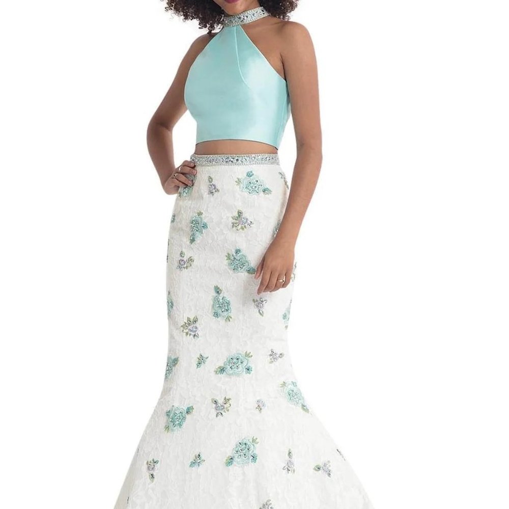 Rachel Allan 2PC Lace Mermaid Prom Dress Size 2